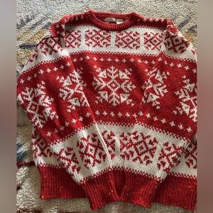 Claiborne Snowflake Design Men's Crewneck Sweater M